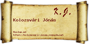 Kolozsvári Jónás névjegykártya